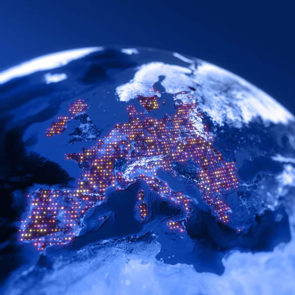 European Union territory highlighted on a world map