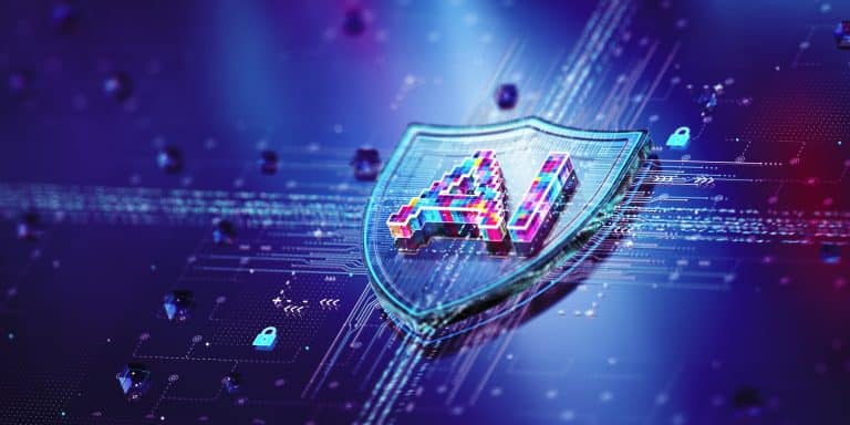 Artificial intelligence security system concept illustration