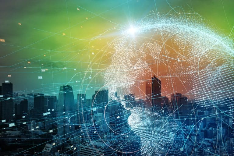 Smart city connected through a global digital network